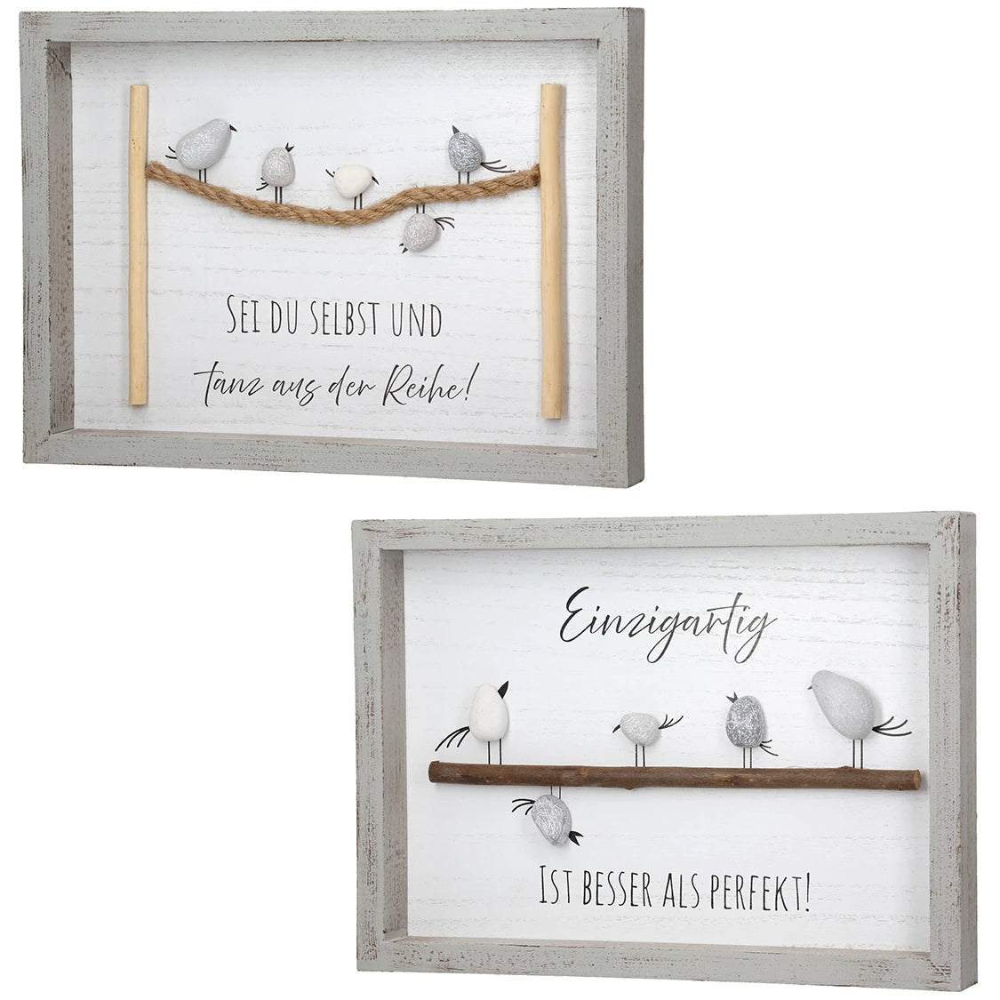 Steinbild „Vogelparade“ mit Spruch