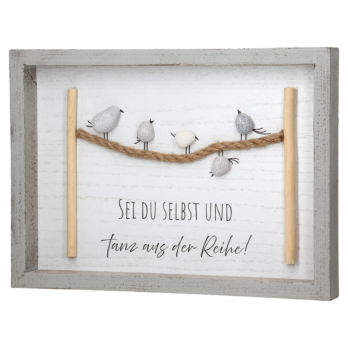 Steinbild „Vogelparade“ mit Spruch
