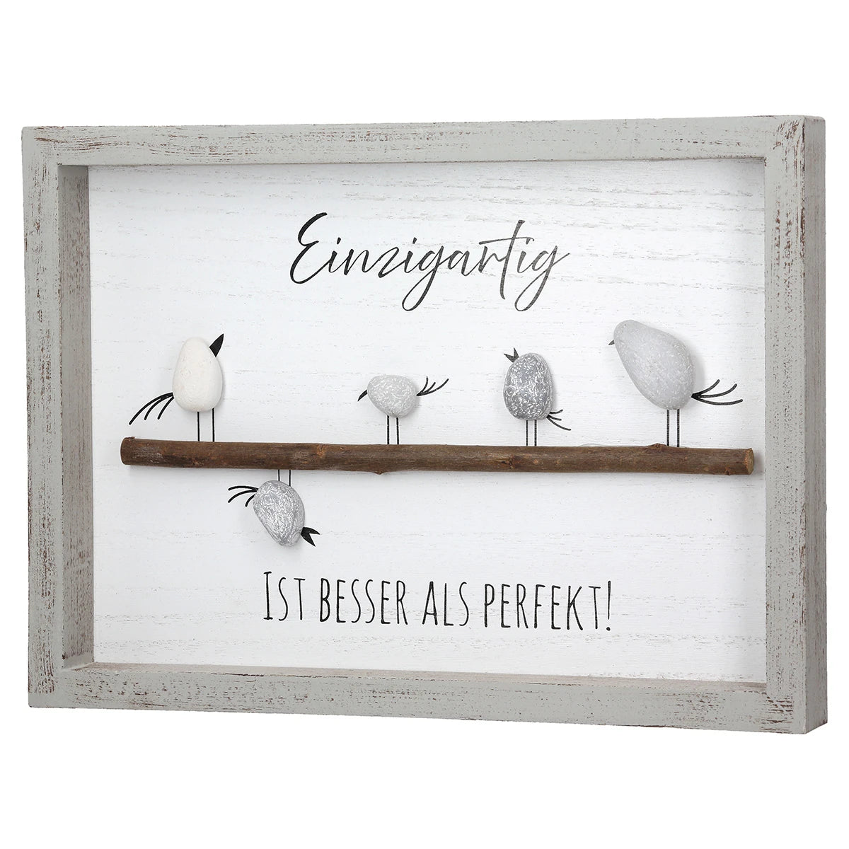 Steinbild „Vogelparade“ mit Spruch