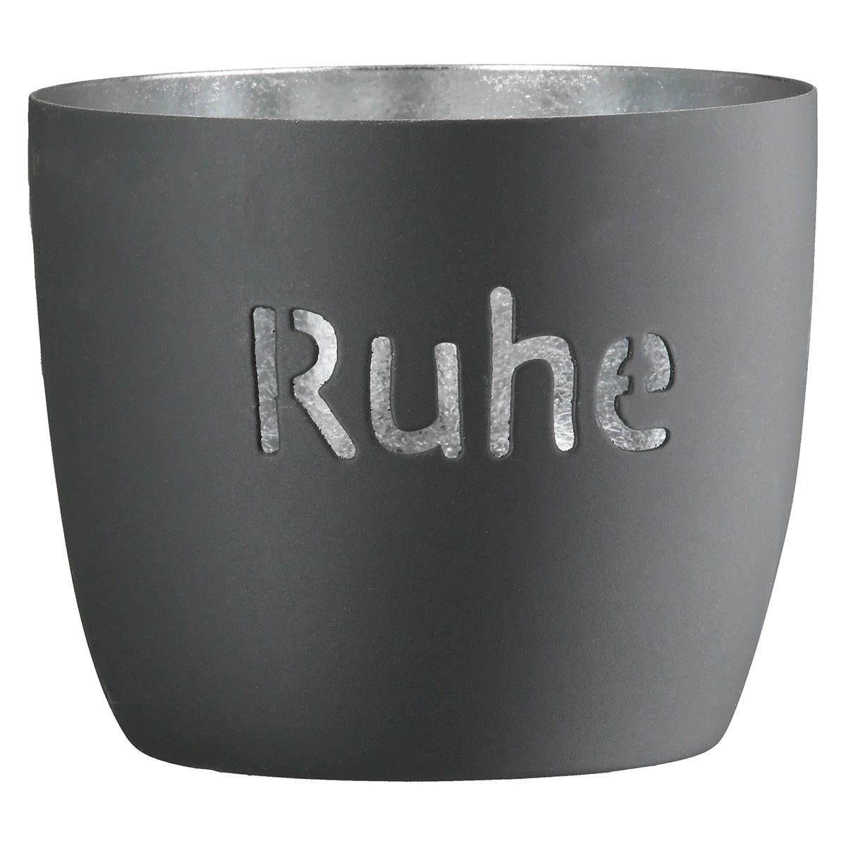 Windlicht "Glück / Ruhe / Kraft" aus Metall Schwarz