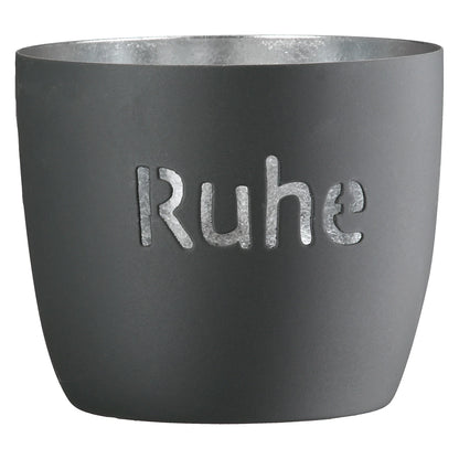 Windlicht "Glück / Ruhe / Kraft" aus Metall Schwarz