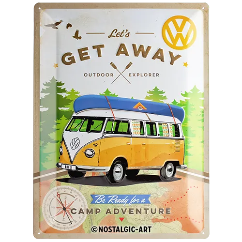 Nostalgic-Art Blechschild VW Bulli Get Away, 30x40 cm
