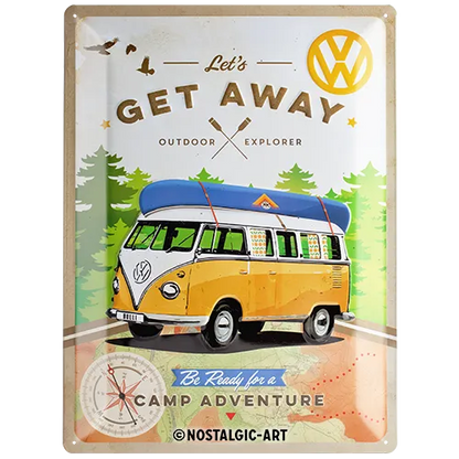 Nostalgic-Art Blechschild VW Bulli Get Away, 30x40 cm