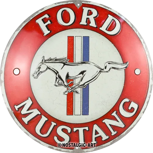 Nostalgic-Art Blechschild Ford Mustang - 3 Stripes Red, Ø 35cm