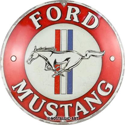 Nostalgic-Art Blechschild Ford Mustang - 3 Stripes Red, Ø 35cm