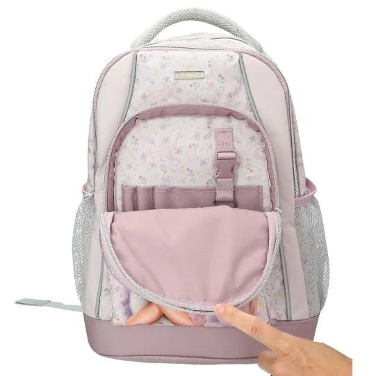 TOPModel Schulrucksack Bloomig Kitty, von vorne mit offener Fronttasche