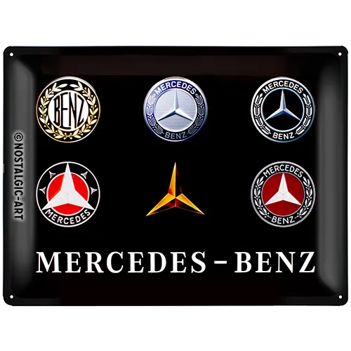 Nostalgic-Art Blechschild Mercedes-Benz Logo Evolution, 30×40 cm