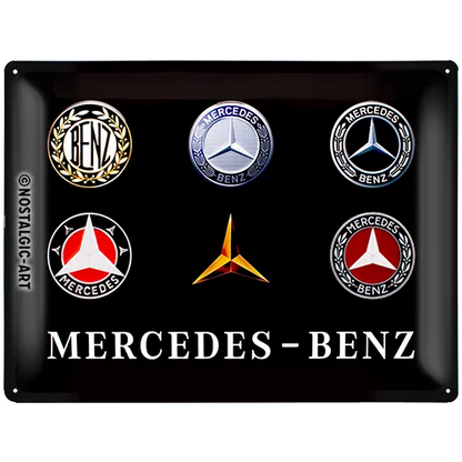 Nostalgic-Art Blechschild Mercedes-Benz Logo Evolution, 30×40 cm
