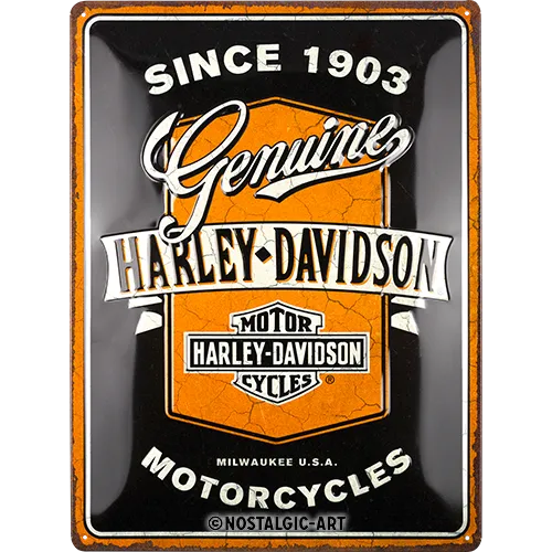 Nostalgic-Art Blechschild Harley-Davidson Genuine Motorcycles Ribbon, 30 x 40 cm