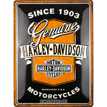 Nostalgic-Art Blechschild Harley-Davidson Genuine Motorcycles Ribbon, 30 x 40 cm