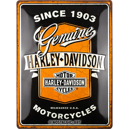 Nostalgic-Art Blechschild Harley-Davidson Genuine Motorcycles Ribbon, 30 x 40 cm