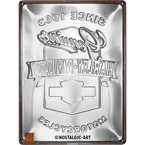 Nostalgic-Art Blechschild Harley-Davidson Genuine Motorcycles Ribbon, 30 x 40 cm