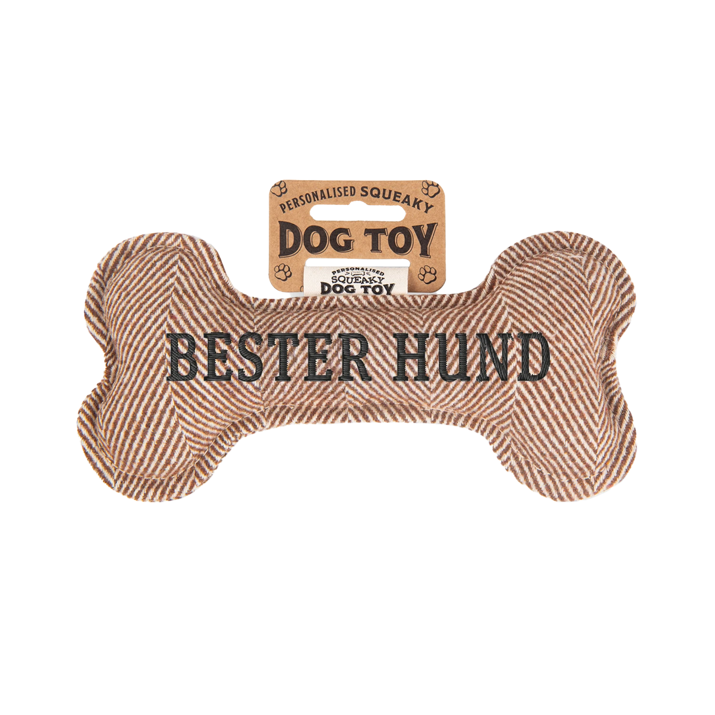 Personalisiertes Hundespielzeug mit Name, Hunderasse oder Spruch, mit Quietschfunktion