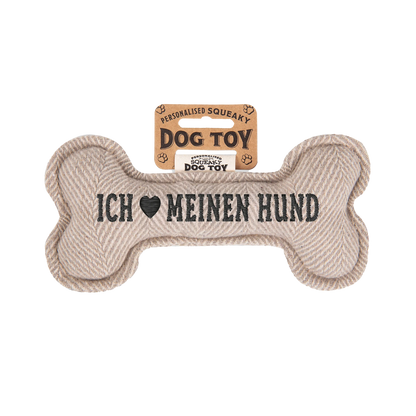 Personalisiertes Hundespielzeug mit Name, Hunderasse oder Spruch, mit Quietschfunktion