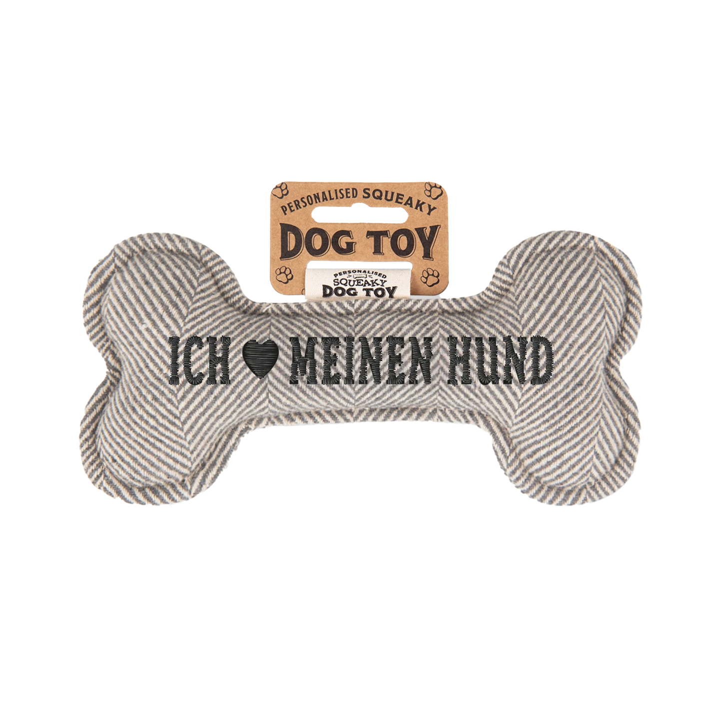 Personalisiertes Hundespielzeug mit Name, Hunderasse oder Spruch, mit Quietschfunktion