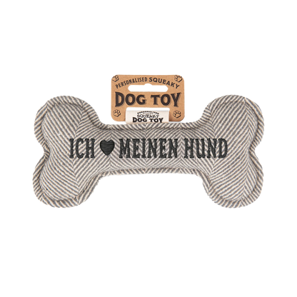 Personalisiertes Hundespielzeug mit Name, Hunderasse oder Spruch, mit Quietschfunktion