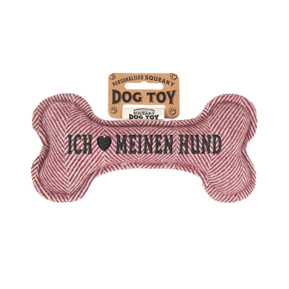 Personalisiertes Hundespielzeug mit Name, Hunderasse oder Spruch, mit Quietschfunktion