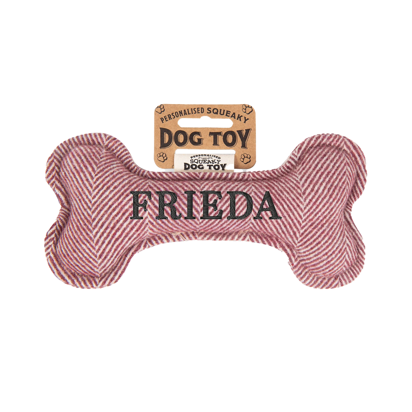 Personalisiertes Hundespielzeug mit Name, Hunderasse oder Spruch, mit Quietschfunktion