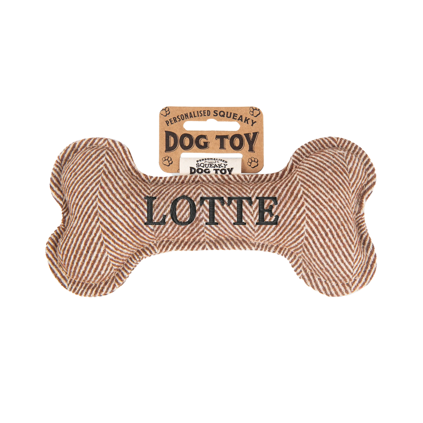 Personalisiertes Hundespielzeug mit Name, Hunderasse oder Spruch, mit Quietschfunktion