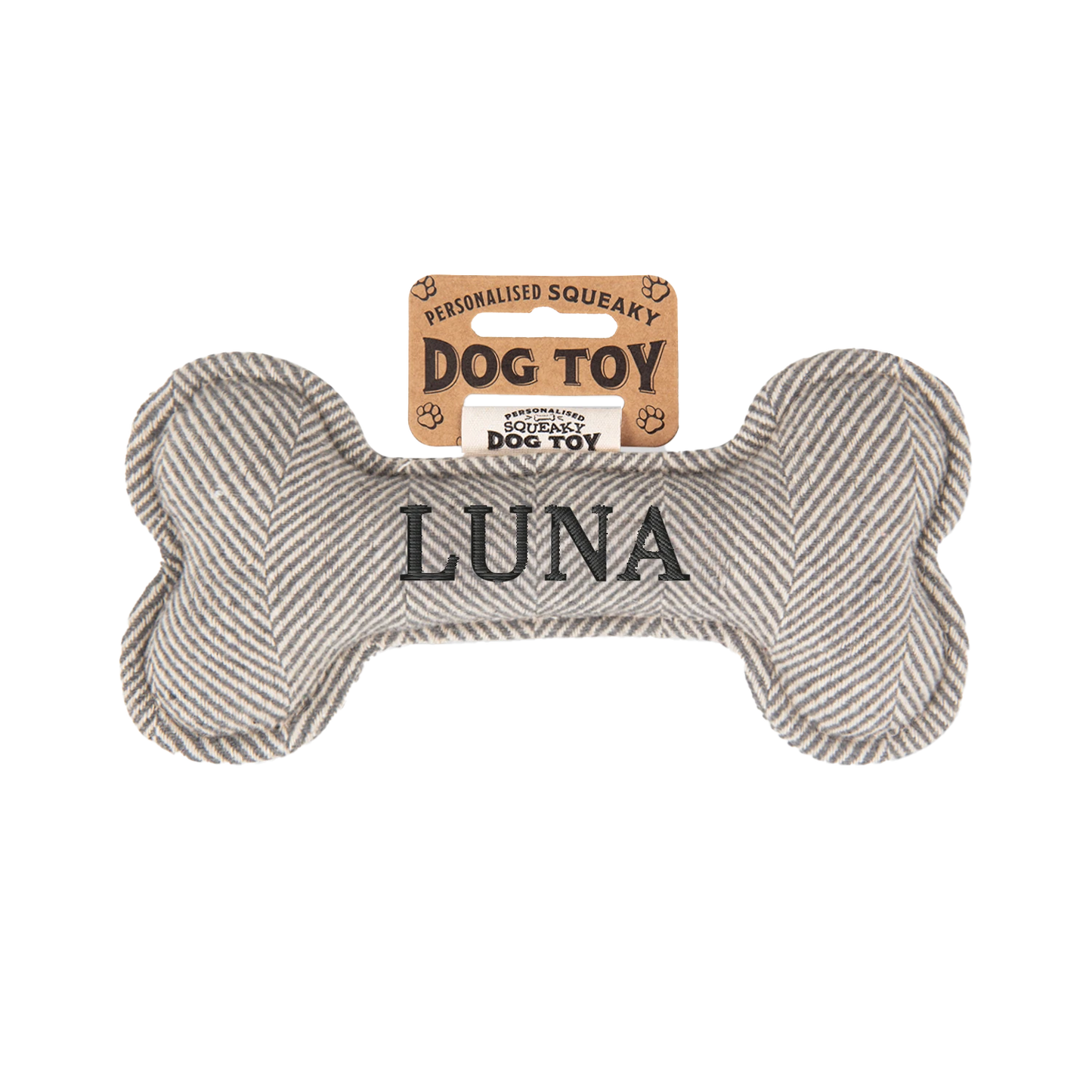 Personalisiertes Hundespielzeug mit Name, Hunderasse oder Spruch, mit Quietschfunktion