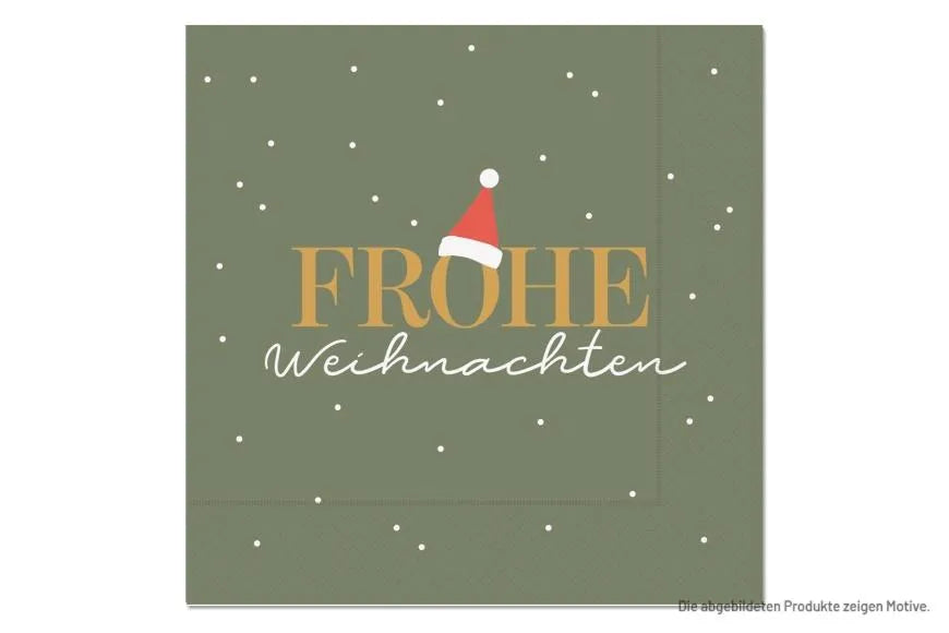 Servietten Frohe Weihnachten (ohne Verpackung) im Punktemotiv