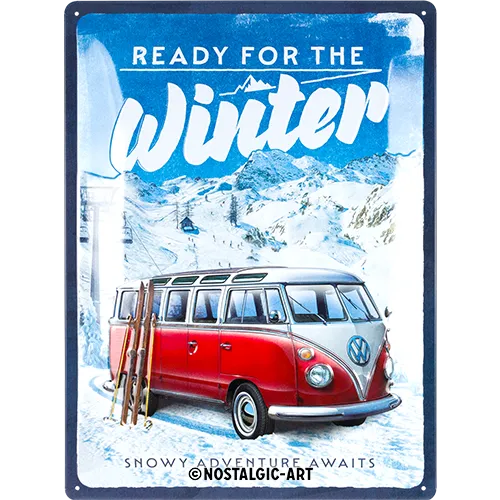 Nostalgic-Art Blechschild VW Bulli Ready for the Winter, 30×40 cm