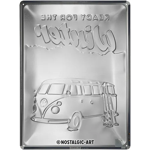 Nostalgic-Art Blechschild VW Bulli Ready for the Winter, 30×40 cm