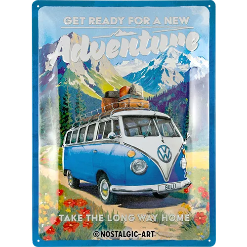Nostalgic-Art Blechschild VW Bulli Ready for a new Adventure, 30×40 cm