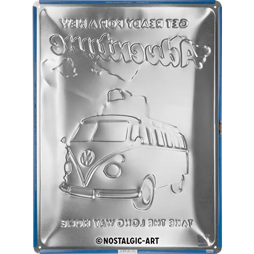 Nostalgic-Art Blechschild VW Bulli Ready for a new Adventure, 30×40 cm
