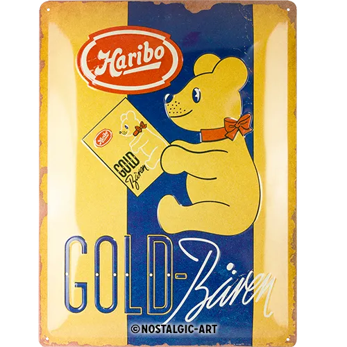 Nostalgic-Art Blechschild HARIBO Goldbären Vintage Gold, 30 x 40 cm