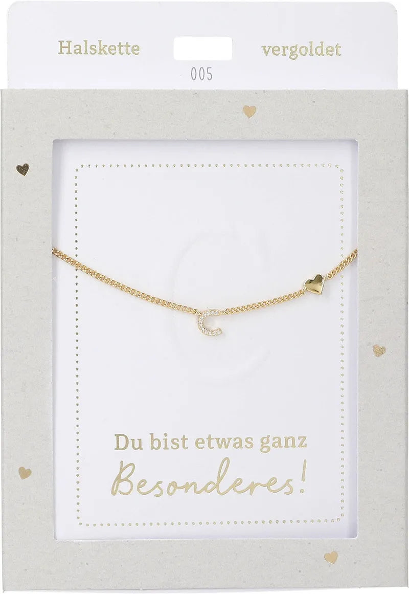 DEPESCHE Halskette "Heart of Gold" mit Symbol/Wort/Buchstabe und Herz