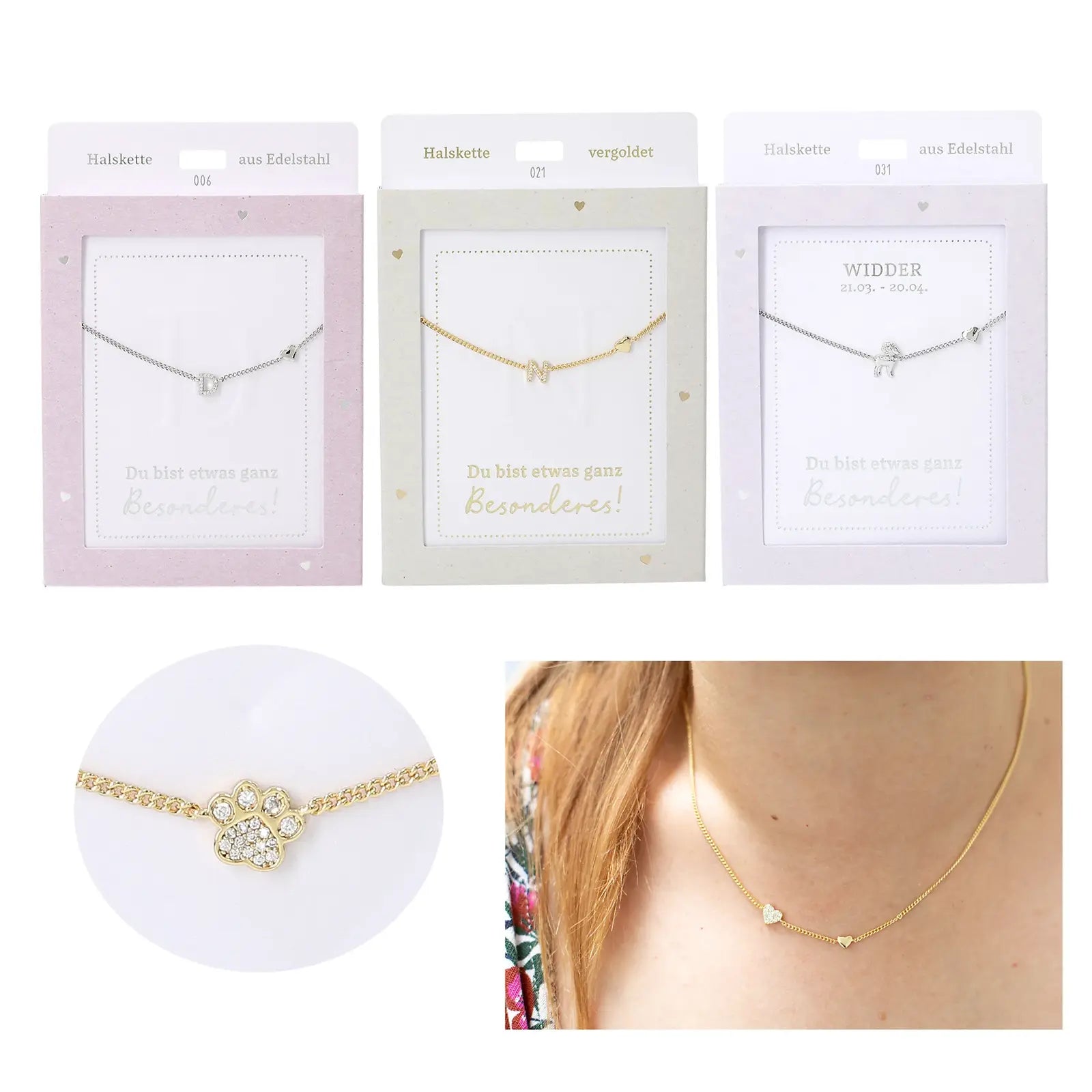 DEPESCHE Halskette "Heart of Gold" mit Symbol/Wort/Buchstabe und Herz