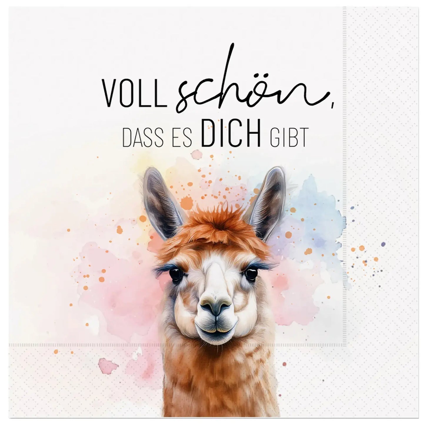 Geschenk für Dich - Servietten "Lama" - Voll schön, dass es Dich gibt, 33x33cm