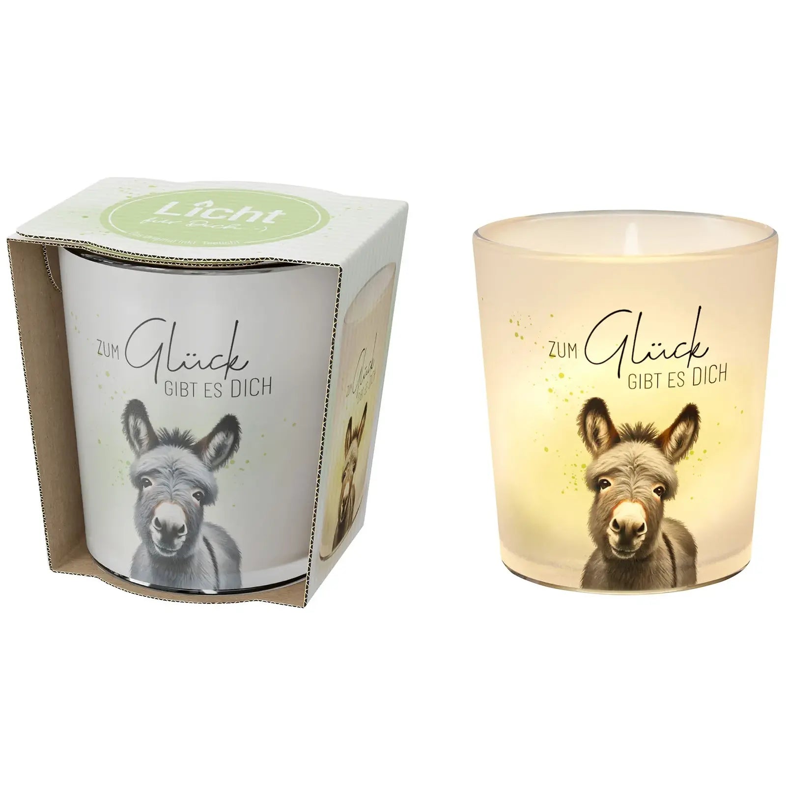 Geschenk für Dich - Windlicht "Esel" - Zum Glück gibt es Dich