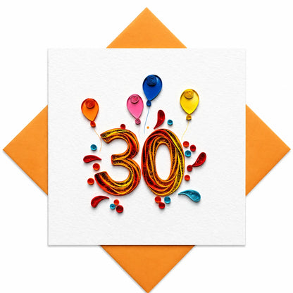 Handgefertigte Grußkarte „30 Jahre" von Papierfiligran