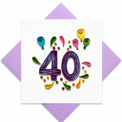 Handgefertigte Grußkarte „40 Jahre" von Papierfiligran
