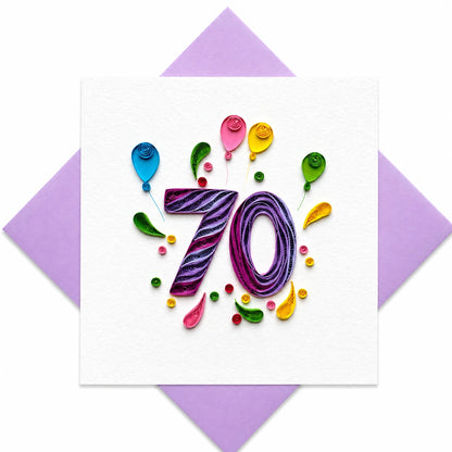 Handgefertigte Grußkarte „70 Jahre" von Papierfiligran