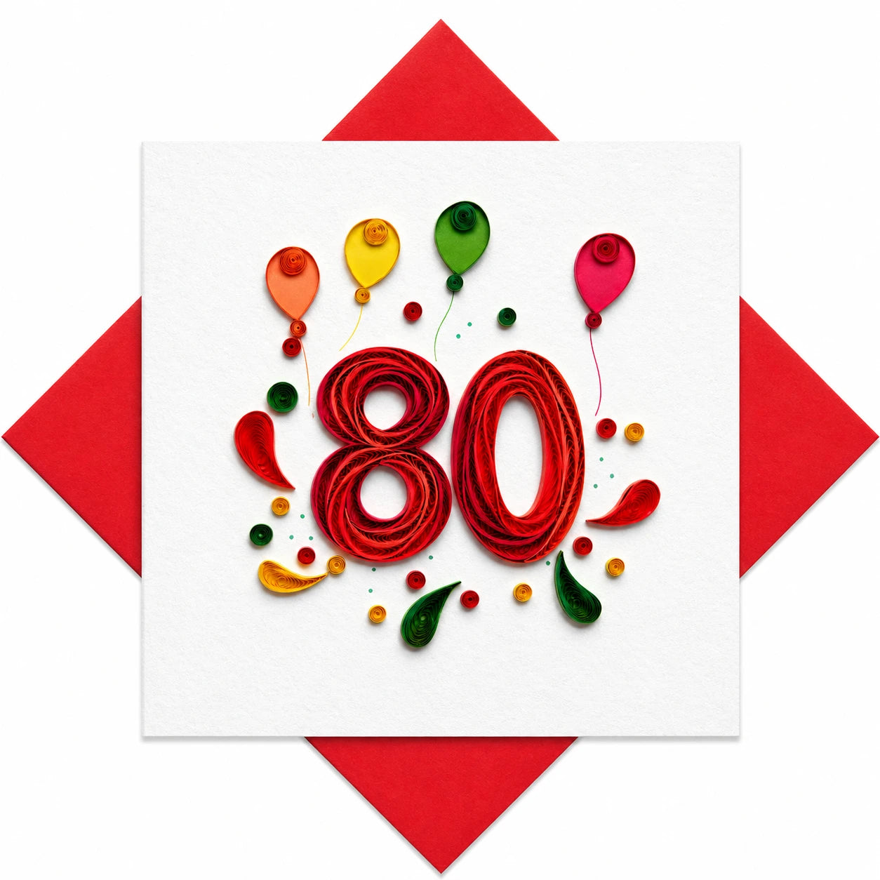 Handgefertigte Grußkarte „80 Jahre" von Papierfiligran