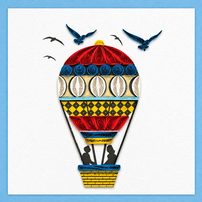 Handgefertigte Grußkarte „Heißluftballon" von Papierfiligran