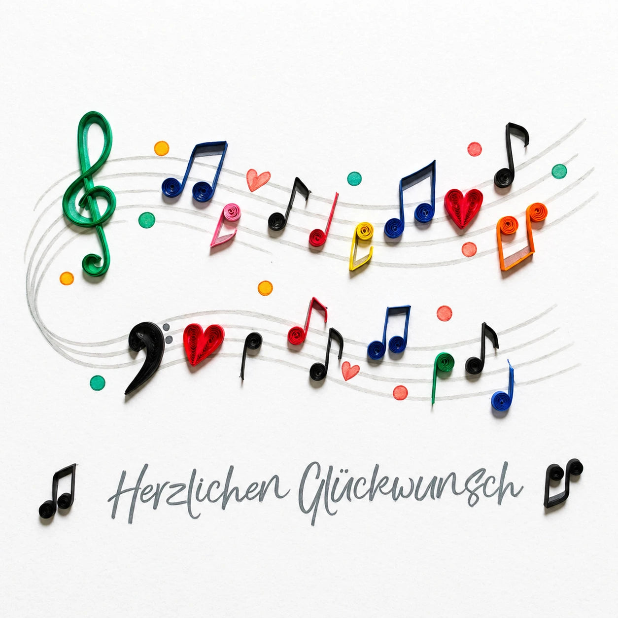 Handgefertigte Grußkarte „Musikalische Wünsche" von Papierfiligran