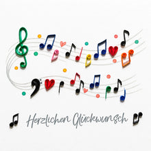 Handgefertigte Grußkarte „Musikalische Wünsche" von Papierfiligran