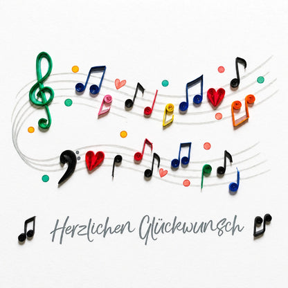 Handgefertigte Grußkarte „Musikalische Wünsche" von Papierfiligran