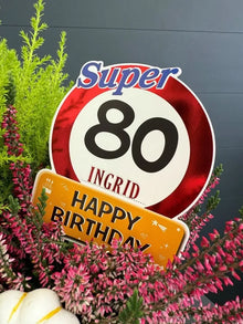 Torten-Deko zum 80. Geburtstag "Verkehrsschild"