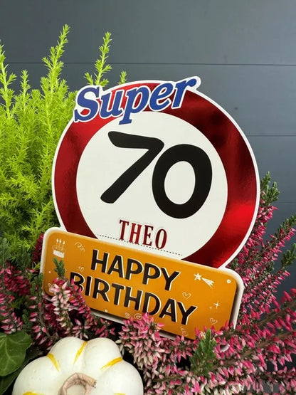 Torten-Deko zum 70. Geburtstag "Verkehrsschild"
