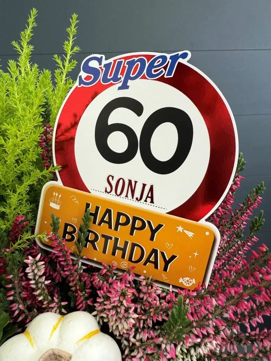 Torten-Deko zum 60. Geburtstag "Verkehrsschild"