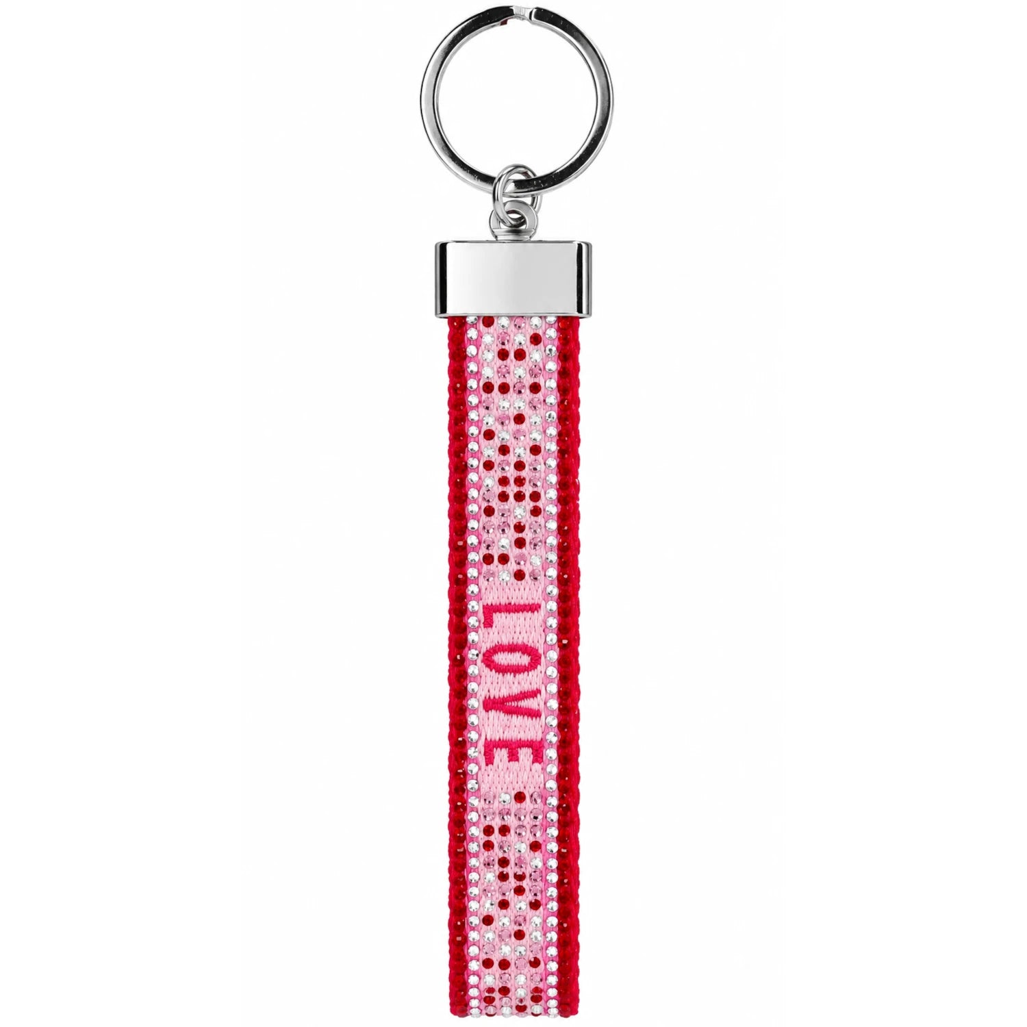 Canvas-Schlüsselanhänger „Love" mit Glitzersteinchen