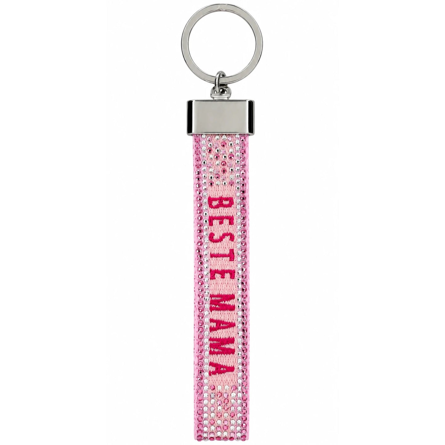 Canvas-Schlüsselanhänger „Beste Mama" mit Glitzersteinchen