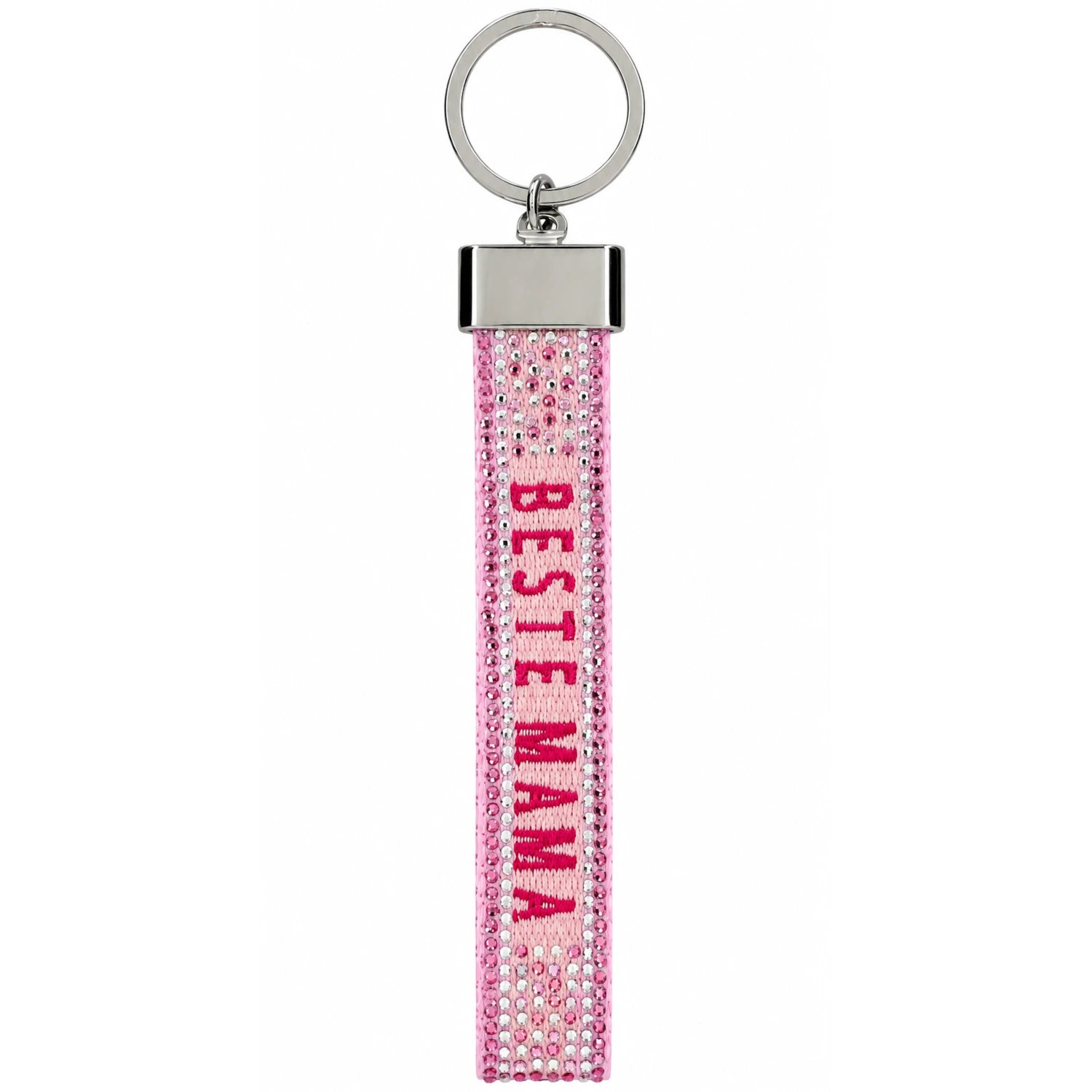 Canvas-Schlüsselanhänger „Beste Mama" mit Glitzersteinchen