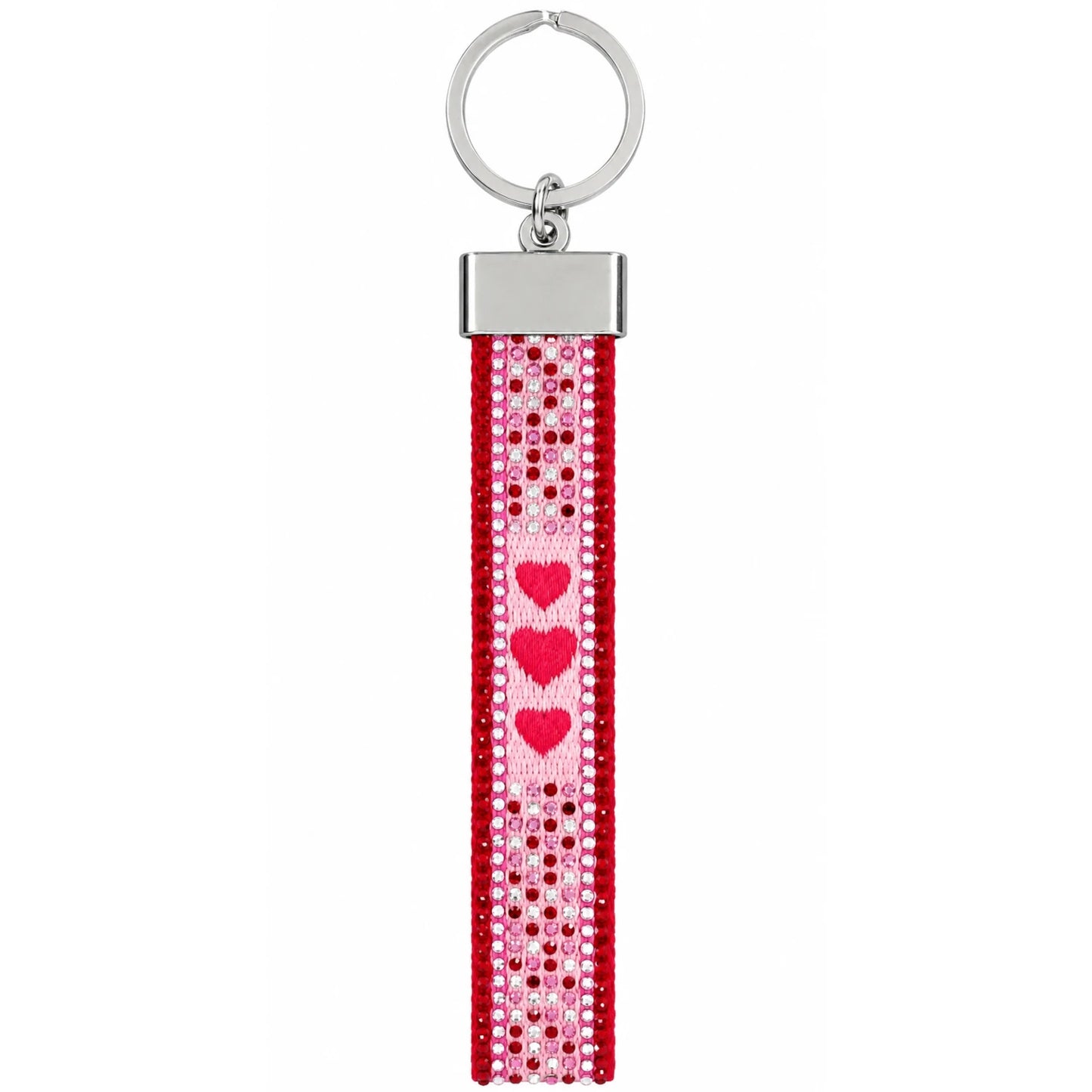 Canvas-Schlüsselanhänger „Liebe" mit Glitzersteinchen