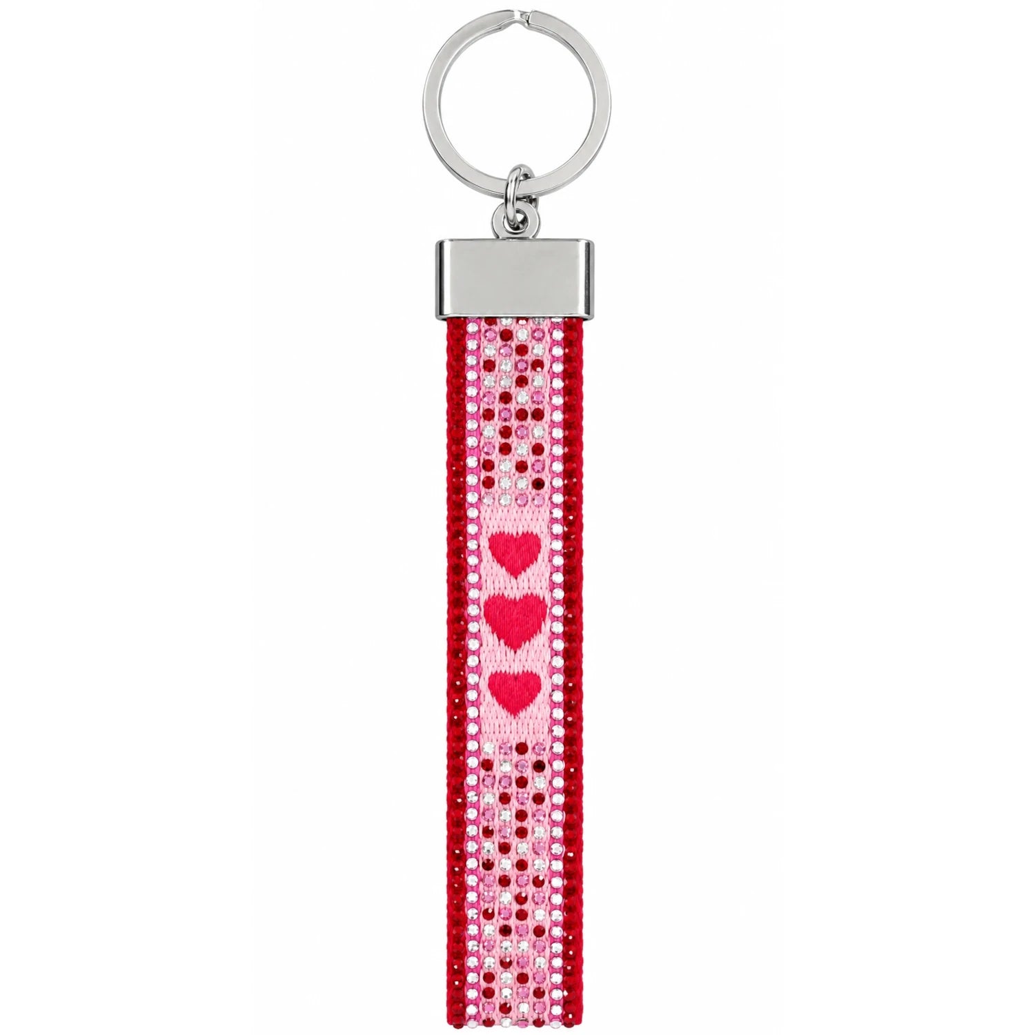 Canvas-Schlüsselanhänger „Liebe" mit Glitzersteinchen
